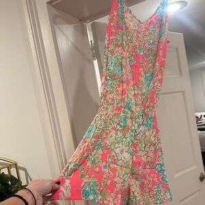 Lilly Pulitzer Vibrant Pink and Green Floral Romper